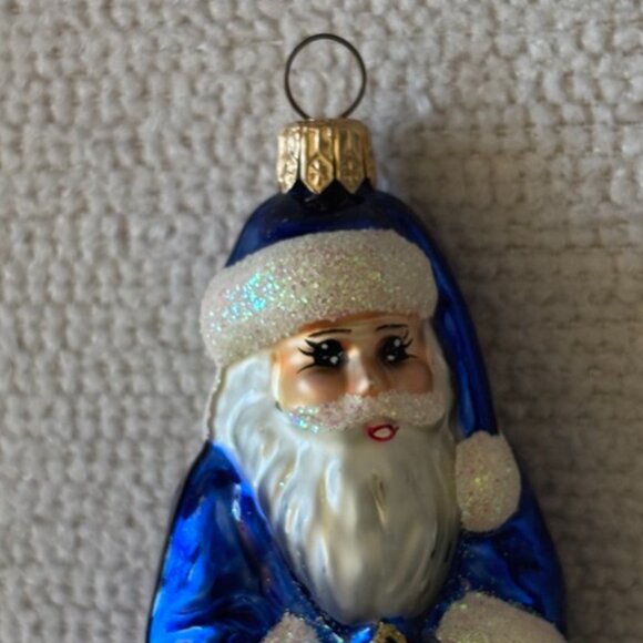 Christopher Radko Blue Santa Christmas Ornament Made in Poland Hand-painted - Picture 8 of 10